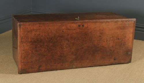 fig 3. Large Antique English Georgian Provincial Chestnut Blanket Box Chest Trunk (Circa 1770)