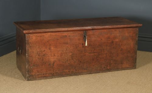 fig 1. Large Antique English Georgian Provincial Chestnut Blanket Box Chest Trunk (Circa 1770)