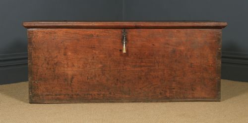 fig 2. Large Antique English Georgian Provincial Chestnut Blanket Box Chest Trunk (Circa 1770)