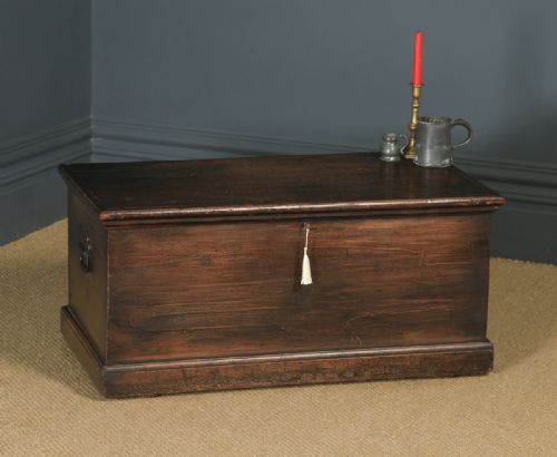 Antique English Victorian Scumble Pine Trunk / Blanket Box (Circa 1860)