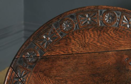 fig 6. Antique English Victorian Oak Revolving Circular Drop Leaf Tripod Side Lamp Table (Circa 1890)