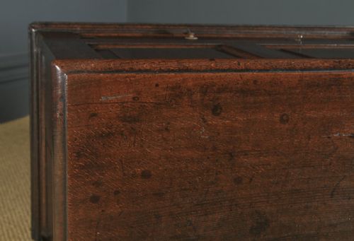 fig 3. Antique English 18th Century Georgian Oak Geometric Mule Chest Blanket Box Trunk with Drawer (Circa 1730)