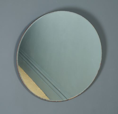 Antique English Art Deco Circular Round Shaped Portrait Hanging Wall Mirror (Circa 1930)
