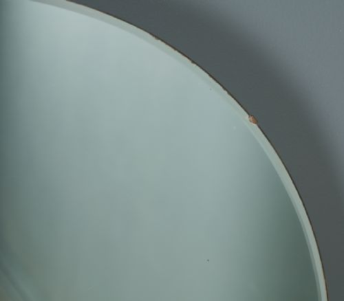 fig 3. Antique English Art Deco Circular Round Shaped Portrait Hanging Wall Mirror (Circa 1930)