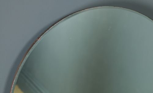 fig 4. Antique English Art Deco Circular Round Shaped Portrait Hanging Wall Mirror (Circa 1930)