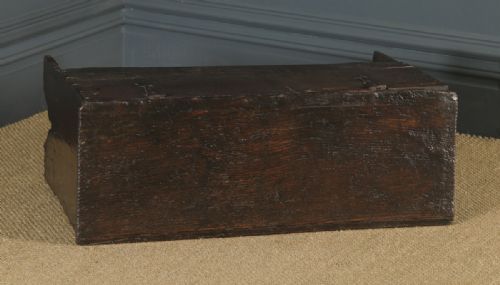 fig 3. Antique English Charles II Oak Six Plank Boarded Sword Chest Coffer Trunk (Circa 1660)