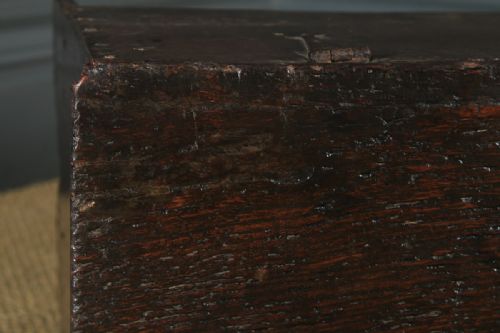fig 4. Antique English Charles II Oak Six Plank Boarded Sword Chest Coffer Trunk (Circa 1660)