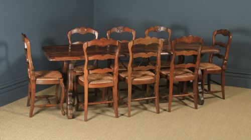 fig 1. Antique Spanish Basque Solid Oak & Iron 7ft 2” Refectory Kitchen Dining Table (Circa 1890)