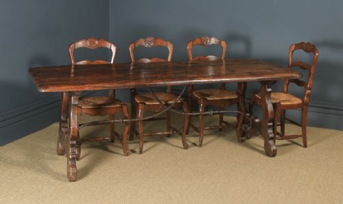 fig 2. Antique Spanish Basque Solid Oak & Iron 7ft 2” Refectory Kitchen Dining Table (Circa 1890)
