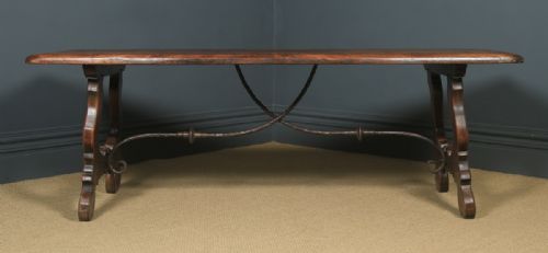 fig 3. Antique Spanish Basque Solid Oak & Iron 7ft 2” Refectory Kitchen Dining Table (Circa 1890)