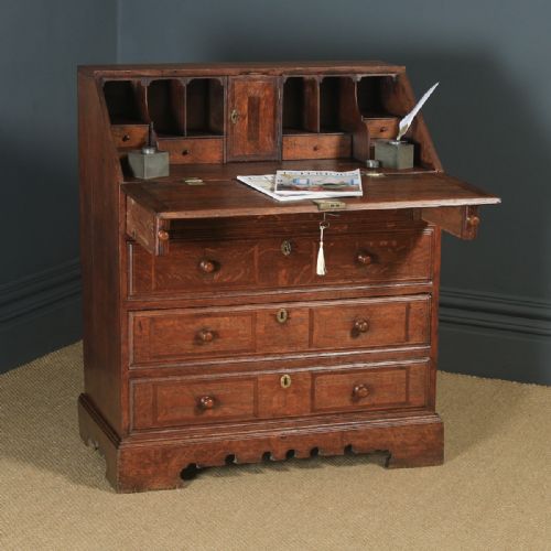 Antique Welsh Marches Georgian Oak Inlaid Office Bureau Desk (Circa 1810)