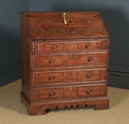 fig 1. Antique Welsh Marches Georgian Oak Inlaid Office Bureau Desk (Circa 1810)
