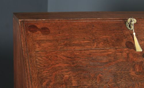 fig 4. Antique Welsh Marches Georgian Oak Inlaid Office Bureau Desk (Circa 1810)
