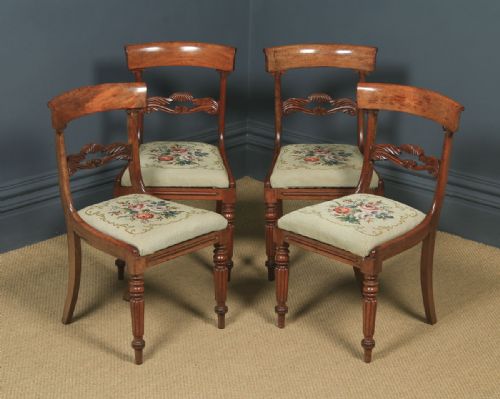 fig 1. Antique English William IV Set of Four 4 Mahogany Bar Back Dining Chairs (Circa 1835)