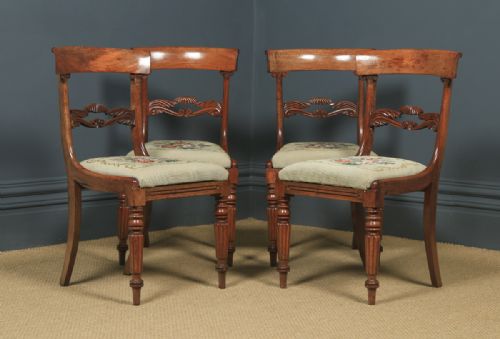 fig 2. Antique English William IV Set of Four 4 Mahogany Bar Back Dining Chairs (Circa 1835)