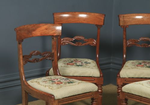 fig 3. Antique English William IV Set of Four 4 Mahogany Bar Back Dining Chairs (Circa 1835)