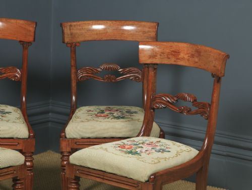 fig 4. Antique English William IV Set of Four 4 Mahogany Bar Back Dining Chairs (Circa 1835)