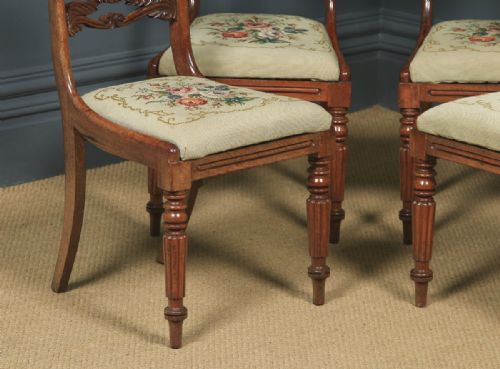 fig 5. Antique English William IV Set of Four 4 Mahogany Bar Back Dining Chairs (Circa 1835)