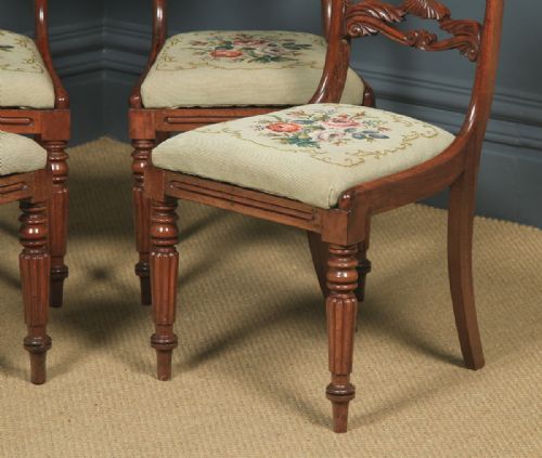 fig 6. Antique English William IV Set of Four 4 Mahogany Bar Back Dining Chairs (Circa 1835)