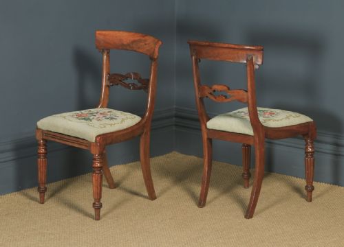 fig 7. Antique English William IV Set of Four 4 Mahogany Bar Back Dining Chairs (Circa 1835)