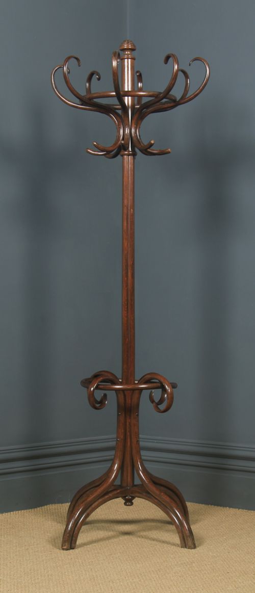 fig 2. Antique English George V Bentwood Beech Coat, Hat, Stick & Umbrella Hallstand (Circa 1920)