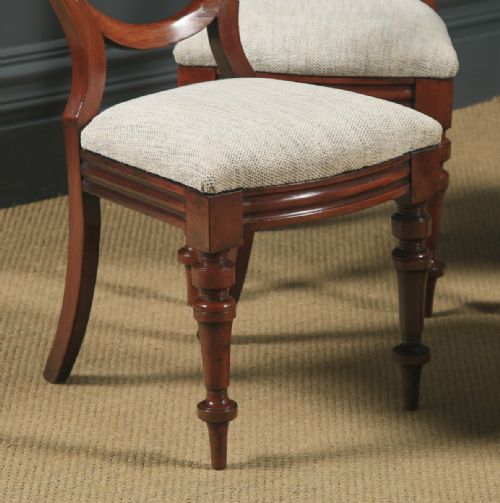 fig 2. Antique English Victorian Set of 4 Four Mahogany Balloon Crown Back Dining Chairs (Circa 1860)