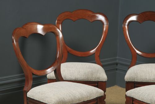 fig 3. Antique English Victorian Set of 4 Four Mahogany Balloon Crown Back Dining Chairs (Circa 1860)