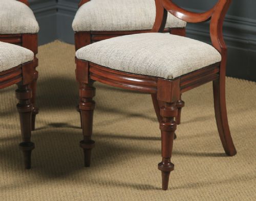 fig 4. Antique English Victorian Set of 4 Four Mahogany Balloon Crown Back Dining Chairs (Circa 1860)