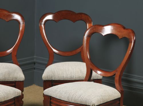 fig 5. Antique English Victorian Set of 4 Four Mahogany Balloon Crown Back Dining Chairs (Circa 1860)