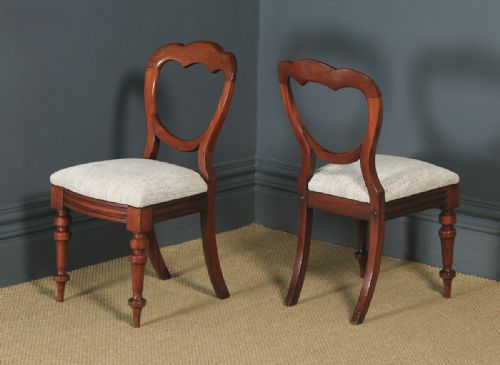 fig 7. Antique English Victorian Set of 4 Four Mahogany Balloon Crown Back Dining Chairs (Circa 1860)