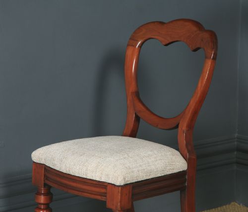 fig 8. Antique English Victorian Set of 4 Four Mahogany Balloon Crown Back Dining Chairs (Circa 1860)