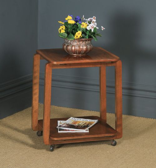 Vintage Art Deco English Walnut Occasional Trolley Table (Circa 1935)