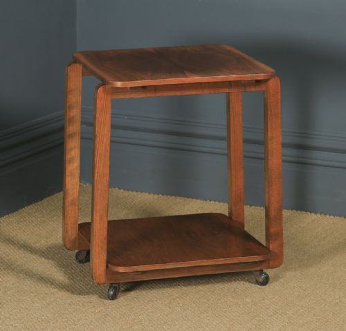 fig 1. Vintage Art Deco English Walnut Occasional Trolley Table (Circa 1935)