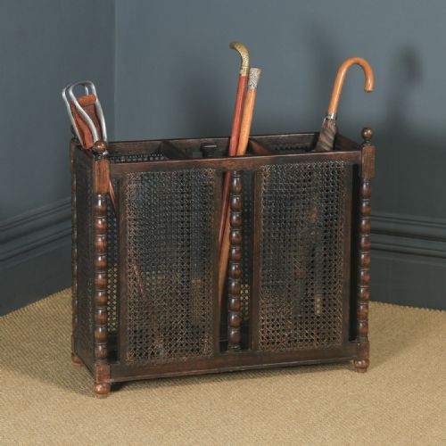 fig 1. Antique English Edwardian Oak Stick & Umbrella Hall Stand (Circa 1910)