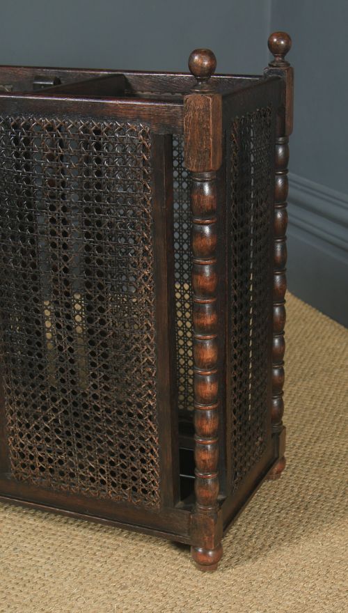 fig 4. Antique English Edwardian Oak Stick & Umbrella Hall Stand (Circa 1910)