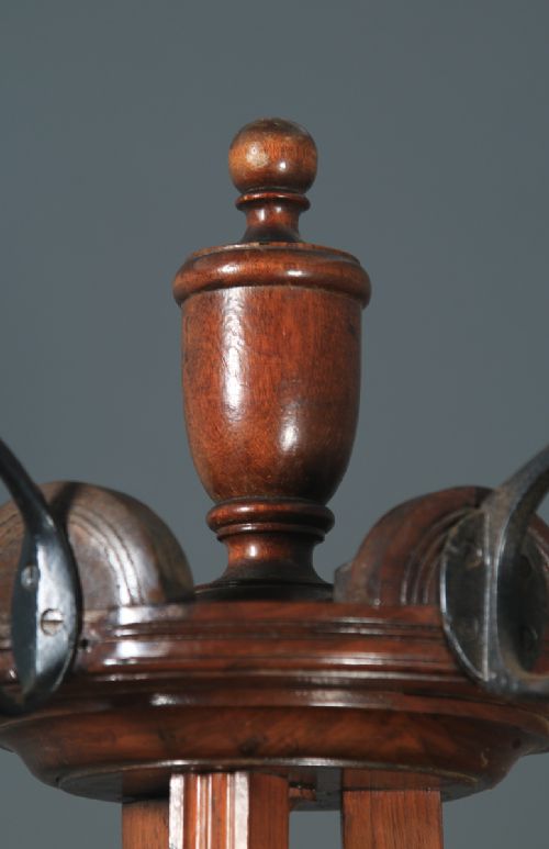 fig 6. Antique Edwardian Mahogany & Brass Arts & Crafts Revolving Coat, Hat, Stick & Umbrella Hall Stand (Circa 1910)