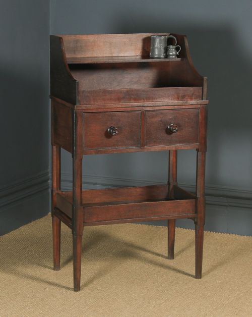 fig 1. Antique English Georgian Regency Oak Wash Stand Display Table (Circa 1820)