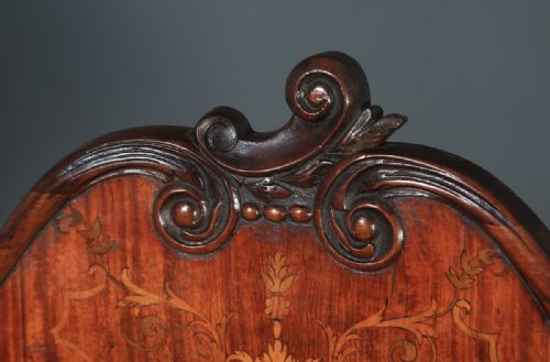 fig 3. Antique English Victorian Art Nouveau Mahogany Marquetry Occasional Salon Carver Arm Chair (Circa 1900)