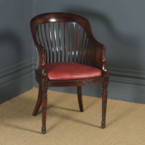 Antique English Victorian Arts & Crafts Morris & Co. Mahogany Occasional Salon Desk Office Arm Chair (Circa 1890)