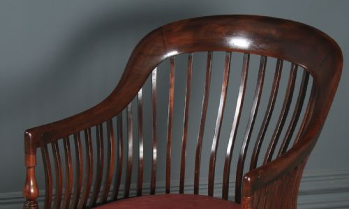 fig 3. Antique English Victorian Arts & Crafts Morris & Co. Mahogany Occasional Salon Desk Office Arm Chair (Circa 1890)