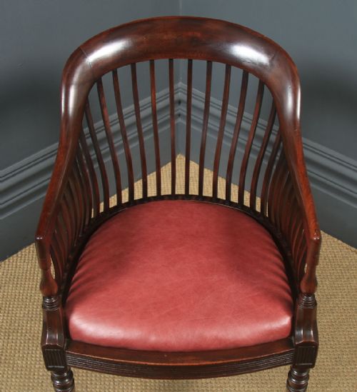 fig 4. Antique English Victorian Arts & Crafts Morris & Co. Mahogany Occasional Salon Desk Office Arm Chair (Circa 1890)