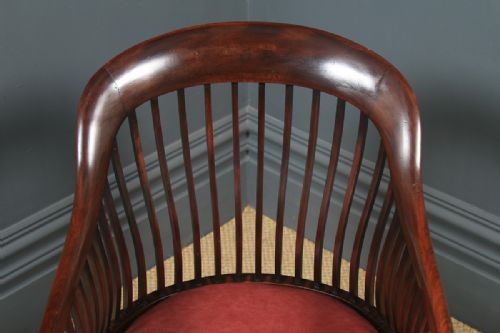 fig 5. Antique English Victorian Arts & Crafts Morris & Co. Mahogany Occasional Salon Desk Office Arm Chair (Circa 1890)
