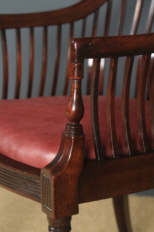 fig 7. Antique English Victorian Arts & Crafts Morris & Co. Mahogany Occasional Salon Desk Office Arm Chair (Circa 1890)