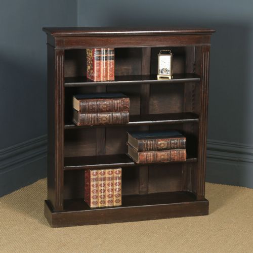 Antique English Georgian Style Oak Open 3ft Bookcase Shelf (Circa 1920)