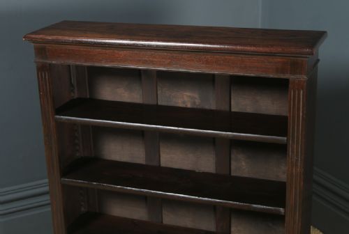 fig 7. Antique English Georgian Style Oak Open 3ft Bookcase Shelf (Circa 1920)