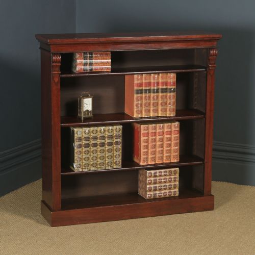Antique English Victorian Georgian Style Mahogany Open 3ft 6” Bookcase (Circa 1880)
