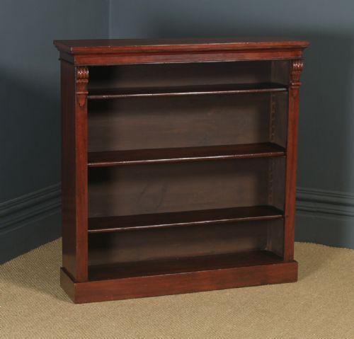 fig 1. Antique English Victorian Georgian Style Mahogany Open 3ft 6” Bookcase (Circa 1880)
