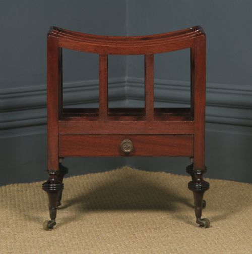 fig 1. Small Antique English Georgian Regency Mahogany Canterbury Magazine Rack Tidy (Circa 1830)