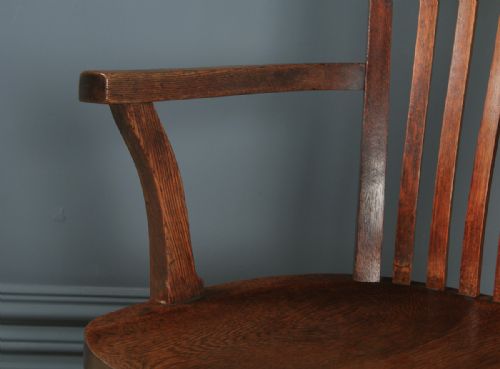fig 5. Antique English Edwardian Oak Revolving Office Desk Arm Chair (Circa 1910)