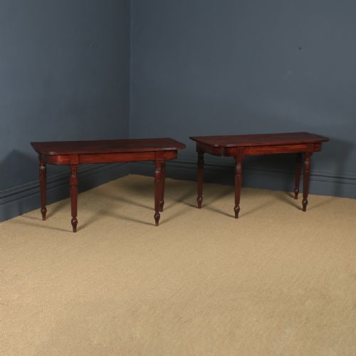Antique English Pair of Georgian Regency Mahogany Console Side Hall Occasional Tables (Circa 1825)